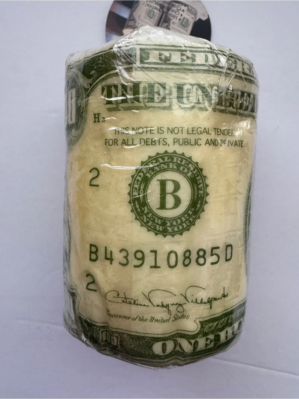 Vintage 1996 Sun-It Corp Money Talks $100 Bill Citronella Pillar Candle 3.5” NOS